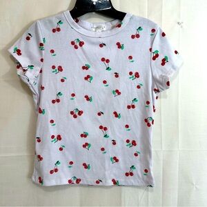 Orange Kiss Women’s Cherry Print Short Sleeve T-Shirt Large